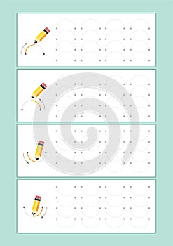 Tracing Lines vector for preschool or kindergarten and special Education. Tracing Lines for developing fineÂ motor skills